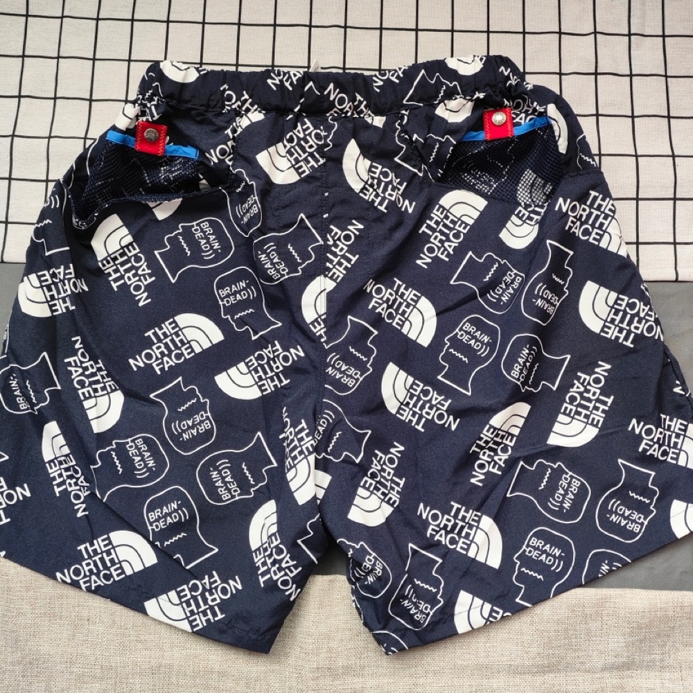 Brain Dead Navy White Logo-Print Athletic Shorts with Mint Drawcord - Picture 2 of 6